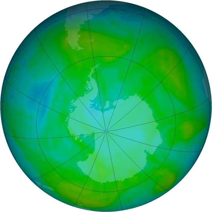 Antarctic ozone map for 26 December 2000